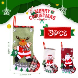 XIMEY Christmas Stocking Pack of 3 (M: Red, Blue and Apricot)