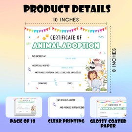 Wild Animal Adoption Certificate, Cute Birthday Party Gifts for Kids, Animal Adoption Decorations, Jungle Friend Certificate for Boys and Girls, Pet Theme Party Events, 30