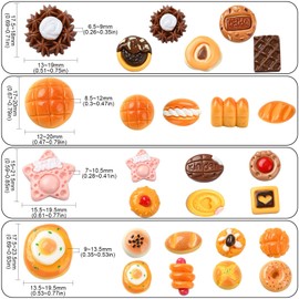 DanLingJewelry 100Pcs Food Resin Flatback Charms Opaque Bread Cookie Baking Food Dessert Flatback No Hole Beads for Scrapboooking Jewelry Making DIY Craft