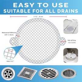 Hair Catcher Shower Drain Disposable Mesh Stickers, 35 Pack