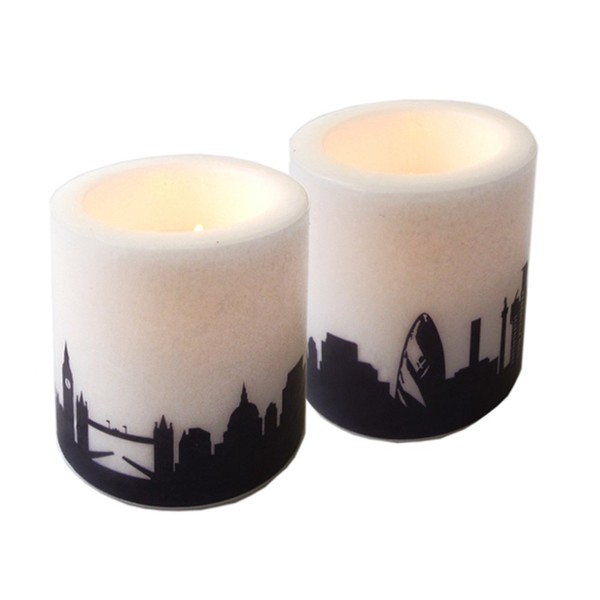 44spaces London Skyline Candles, Round, Pack of 2, Decorative Candles,