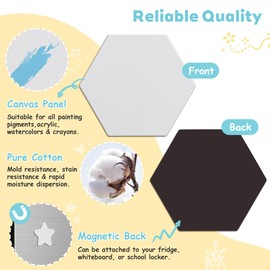 SOSMAR Magnetic Art Canvas Panels - Acrylic/Oil/Watercolor Board Set of 12 - Hexagon, Round, Square, Heart, Start, Flower, Mini Canvas Blank for Kids Small Painting, Fridge Decorative Magnets