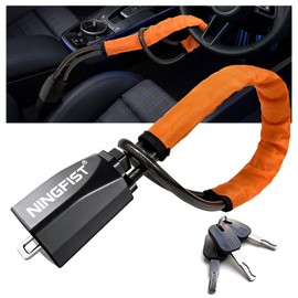 Steering Wheel Lock Anti-Theft Device, Heavy Duty Car Security Vehicle Lock with Keys, Universal Fit Adjustable Bright Orange Black for Cars Trucks SUVs(Orange)