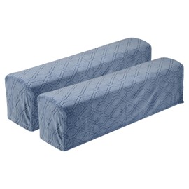 sourcing map 2Pcs Diamond Pattern Stretch Armrest Covers, Soft Armchair Slipcovers Couch Recliner Arm Cover for Chair Sofa Protector, Blue
