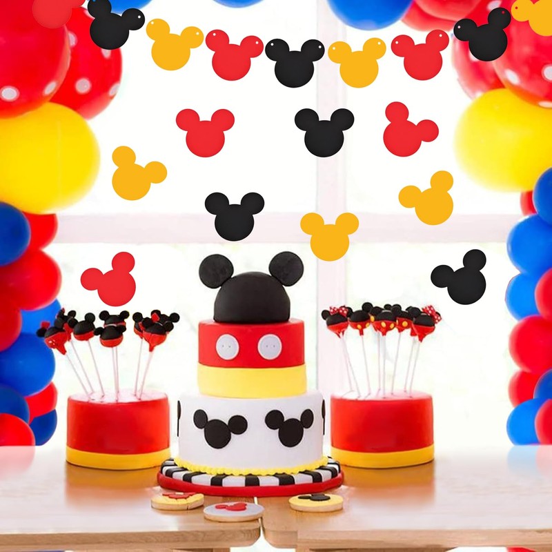 60Pcs Cartoon Mouse Cutouts Banner for Birthday Party Decoration Room