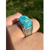 HarlemBling Blue Genuine Turquoise Mens Real Solid 925 Sterling Silver