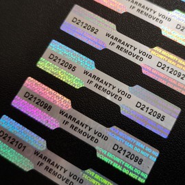 Tamper Proof Stickers (Choose Pack Size 39 to 3120) Dogbone Shape Warranty Void Serial Numbered Hologram Seals 45mm x 10mm (390pcs)