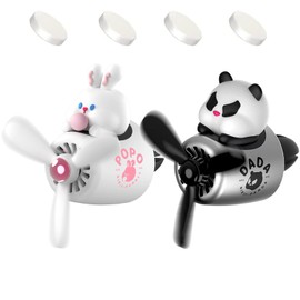 2 Pieces Car Air Fresheners, Cute Bear Pilot Car Diffuser, Propeller Air Outlet Vent Fresheners, Suitable for Automotive Interior Decoration (Chubby)