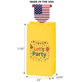 Flexicore Packaging Custom Printed Paper Bags – Multi-Colored Popcorn & Favor SOS Bags (4.5x2.5x8.25) (10 to 1,000 Count) (Yellow)