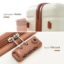 Merax Luggage Set 3 Piece, ABS Durable Lightweight, 360 Silent Spinner Wheel, TSA Lock, ivory and brown, 20/24/28 Inch