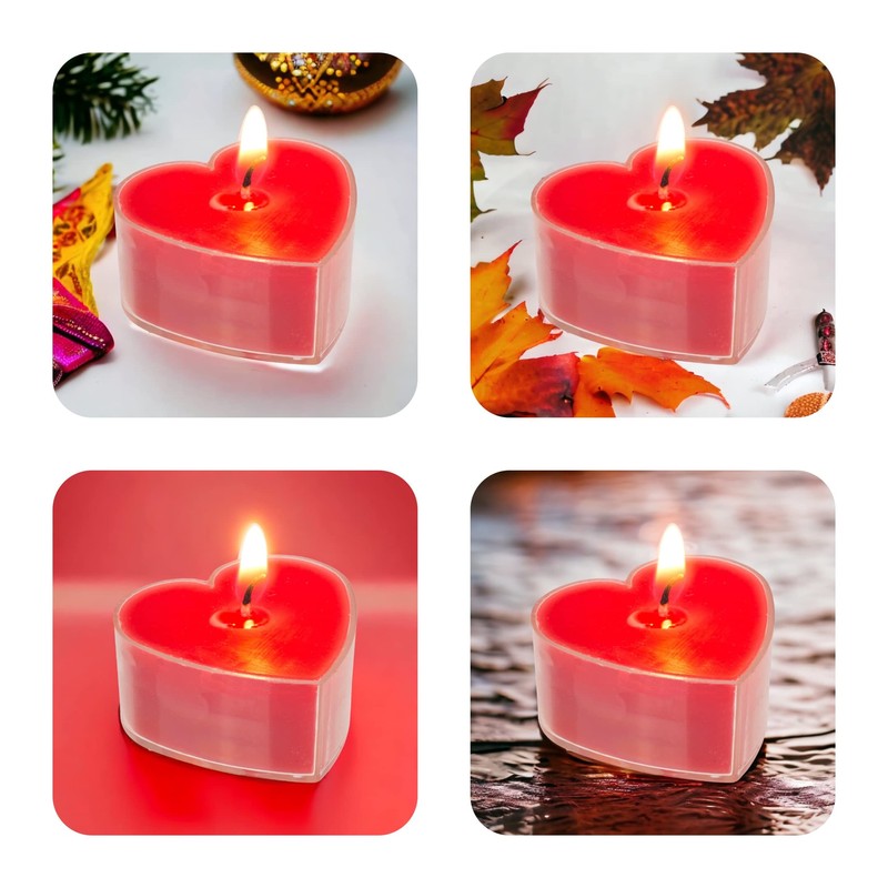 Set of 8 Tea Lights in Heart Shape – Approx.