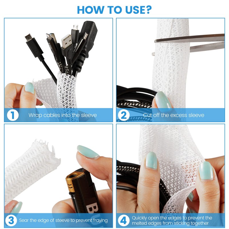 YIUTERA Organizador de Cables, Manguitos de Cable Cubre Cables Protector