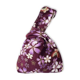 Rubitas Japanese Pattern Pouch, Bag, Drawstring Bag, One Hand, Handbag, Small Items, Japanese Dress, Purple Flowers
