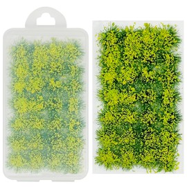 Cayway 28 PCS Flower Cluster Model, Static Grass Model Flower Vegetation Groups Grass Tufts Set for DIY Miniature Train Landscape Terrain Railway Scenery Decorations (Yellow)