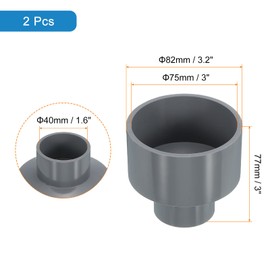 sourcing map 2 Pcs UPVC Reducer Pipe Fitting, 75x40mm PVC Straight Pipe Coupling Adapter Connector for Home Sewer Plumbing Water Line, Grey