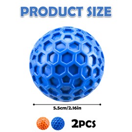 2 Pack Indestructible Dog Ball, Squeaky Dog Ball for Aggressive Chewers, Durable Dog Toys for Anxiety Relief and Boredom, Interactive Dog Balls for Indoor Outdoor Play, (Orange and Blue, 5.5 cm)