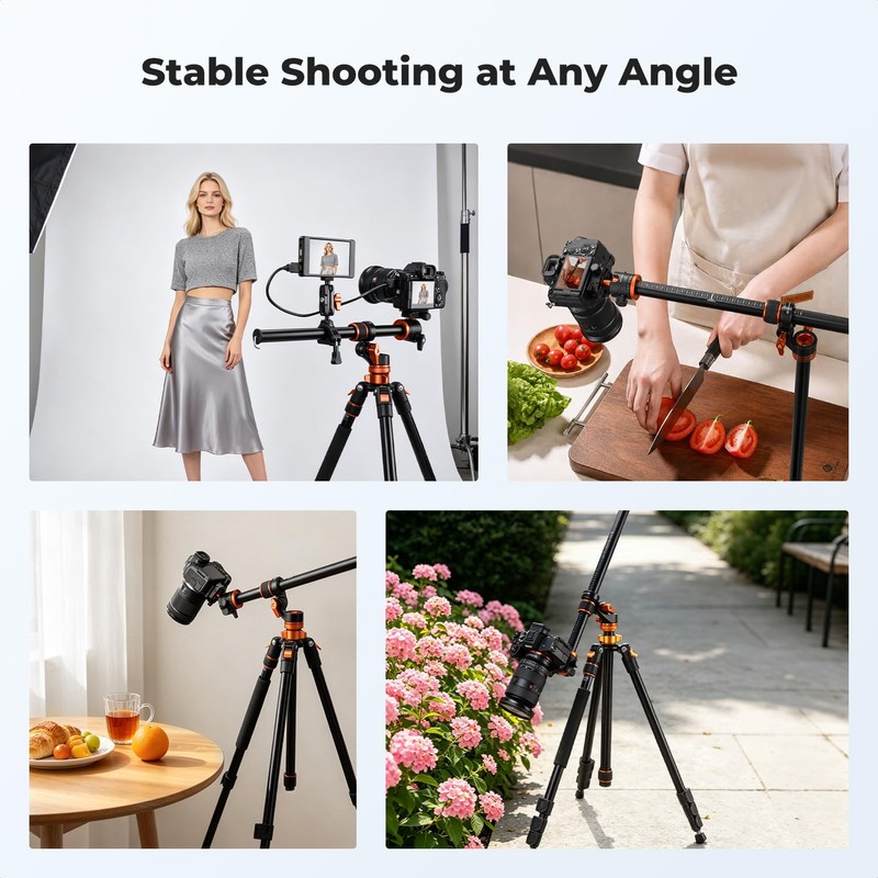 K&F CONCEPT 32" Horizontal Tripod Extension Arm, Aluminum Alloy 2-Section