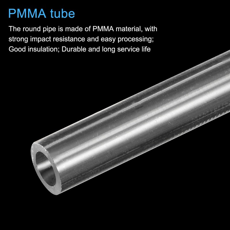 sourcing map Acrylic Pipe Clear Rigid Round Plastic Tube 6mm(1/4