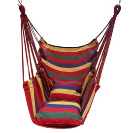 Indoor and Outdoor Hanging Chair,Dormitory Students Hammock,Lazy seat,Balcony Home Swing Hammock,Thickened Outdoor Hanging Chair (Red Streak) 1