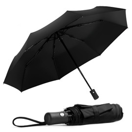 Tapvai Portable Foldable Weatherproof Compact Umbrella, Pocket Umbrella with Open-Close, Compact Folding Umbrella, Stormproof, 92 cm Wide Pocket Umbrella for Men and Women with Carry Case, dark
