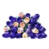 24 Realistic Wooden Roses Flowers, Purples and Cream