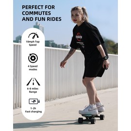 EBOSSOM Electric Skateboard with 350W Motor, 27" Eboard with Remote Control, 4 Modes Max 10Mph, 8 Layers Deck, Electric Skateboards for Beginners and Teens, ES6 SE