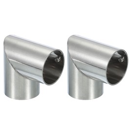 PATIKIL 1" 2 Way Pipe Clamp Connector, 2 Pcs Stainless Steel l Shape Chain Link Fence Clamps for Coat Racks Store Shelves Bracket Rail Project Pipe Connectors, Silver