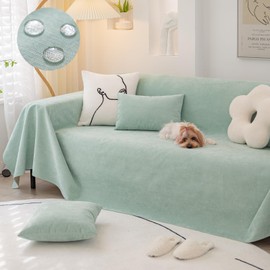 Osunnus Couch Cover for 2 Cushion Couch Sofa Pet Friendly, Water Resistant Anti Cat Scratch Furniture Protector Sectional L Shaped Sofa Slip Cover for Dogs Washable, Sage Green 71" x 118"