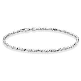 Miabella 925 Sterling Silver or 18Kt Yellow Gold Over Silver Diamond-Cut 2.5mm Bead Ball Chain Bracelet for Women, Made in Italy (sterling-silver, Length 6.5 Inches (X-Small))