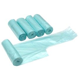 4 GALLON Bathroom Trash Bags, 5 Rolls/100 Counts Small HANDLES Garbage Bags for Office, Kitchen,Bedroom Waste Bin,Colorful Portable Strong Rubbish Bags (Light blue 100Counts)