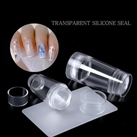 Transparent  Silicone Nail Art Stamping Kit French Design For Manicure Plate Stamp Polish Seal Two Sides Stamper Scraper Durable Nail Care Cutics Nail Polish