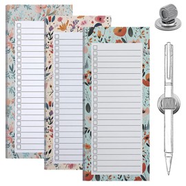 IKR 3 Pack Magnetic Shopping List Pad, Magnetic sheets for Refrigerator To Do List Pad with 1 Magnetic Pen Clip Magnetic Grocery List Magnetic Memo Notepads Magnetic Pen Holder for Fridge