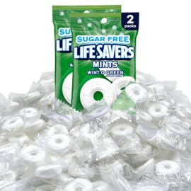 Lifesvers Wint O Green Mint Candy 2 Packs (2.75oz each one) Sugar Free Mint Candy - Holiday Candy Individually Wrapped
