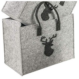 LaFiore24 High Felt Shopping Bag Shopper Festival Deer Large 42 x 22 x 33 cm