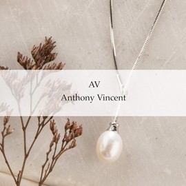 Anthony Vincent Collar Perla Cultivada Natural Collar Blanco Tamaño 7-7.5 mm Largo 40 cm con Broche de Plata de Ley .925 Baño Rodio. Regalo para Mujer Novia Esposa Mama!
