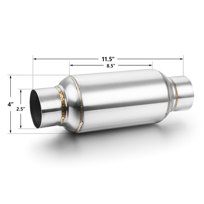 A-KARCK 2.5" Inlet Exhaust Resonator, 2.5" Inlet 2.5" Outlet 11.5"