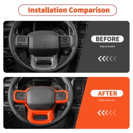 Linskip Steering Wheel Trim Compatible with Ford F150 2021 2022 2023 2024, Steering Wheel Cover for Ford F-150 Interior Accessories(Orange)