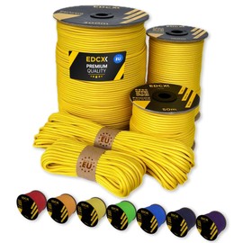 EdcX Paracord 4mm, 35+ Solid Colors (10m, 15m, 30m, 50m, 100m, 300m) | Ideal for Crafting, DIY, Camping, Survival, Outdoor | 100% Nylon Rope 4mm | Tactical Cord 550 Type III (Yellow, 10 m)