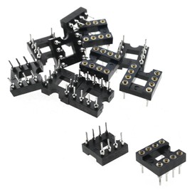 RLECS 20PCS IC Sockets Round Hole Holder Straight DIP 8 Round Pin Soldering Double Row Flat Straight Pin 7.6mm Row Pitch Chip Socket Adaptor for PCB Board Electronic Components