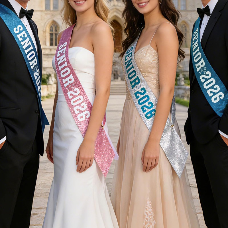 6Pcs Pink Senior 2026 Sash, Senior Cheer Glitter Sash with