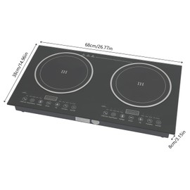2400W/110V Double Induction Cooktop Burner, Portable Electric Cooktop, 8 Gear Electric Stove w/Timer, Dual Induction Cooker Cooktop with Child Safety Lock & Time for Cooking (26.77 * 14.96 * 3.15in)