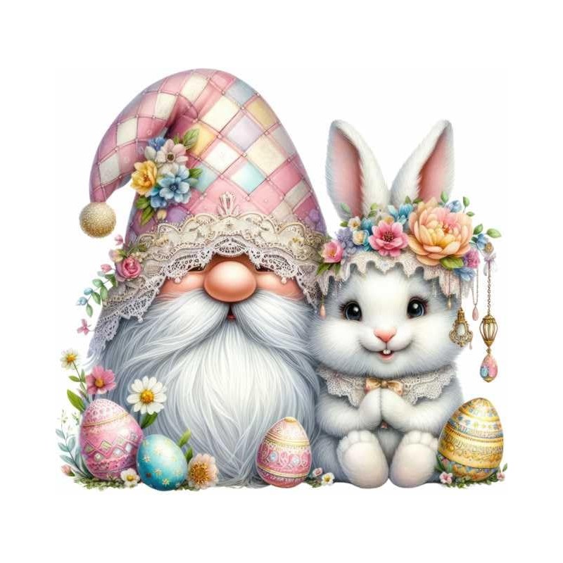 x12 Gnome Spring Easter Rabbit Glass Vinyl Decal Stickers Colour