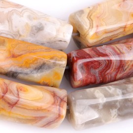 GEM-INSIDE CREATE YOUR OWN FASHION Sweet & Happy Girl's Store 9 x 20 mm Twist Column Gemstone Crazy Lace Agate Beads Strand 15 Inch Jewellery Making Beads