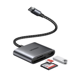 UGREEN 3-in-1 USB C SD Card Reader with USB Port Expansion, Multi-functional for MicroSD/SD Card/UHS-I Cards, High-Speed Data Transfer, Type C Card Reader Compatible with Mac, Windows, Android Devices