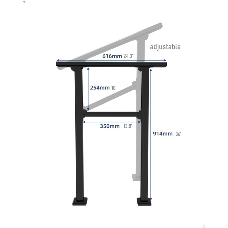 KYBOLT Outdoor Handrail, 1-2 Step Stair Handrail, Deck Staircase Handrails
