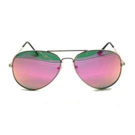 RetroUV® Full Mirrored Aviator Sunglasses Classic Metal Frame Uv400 (Silver Frame/Purple Lense)