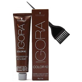 Schwarzköpf IGORA COLOR10 Permanent 10 Minute Hair Color Cream (w/Sleek Tint Brush) Color 10 Ten Haircolor Creme Dye (4-00 Medium Brown Natural Extra)
