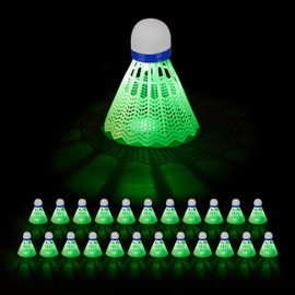 Relaxdays Shuttlecock Luminous Set of 8 LED Badminton Balls HxD 8 5 x 6 cm Light Shuttlecock for Outdoor Use, White, Set EU