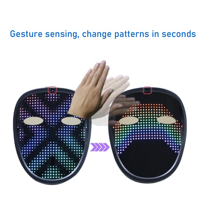 Kids LED Mask with Gesture Sensing USB Rechargeable RGB LED