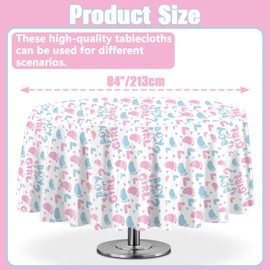 XJLANTTE 9 Pcs Gender Reveal Party Tablecloths, Boy or Girl Birthday Table Covers, Round Pink and Blue Table Cloths for Gender Reveal Boy or Girl Baby Shower Party Supplies, 84 x 84 Inch